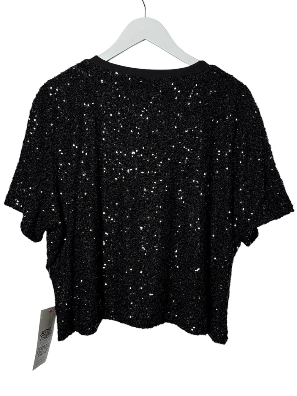 Never Fully Dressed Black Sequin Boxy Tee NWT Size 20 - Picture 5 of 7